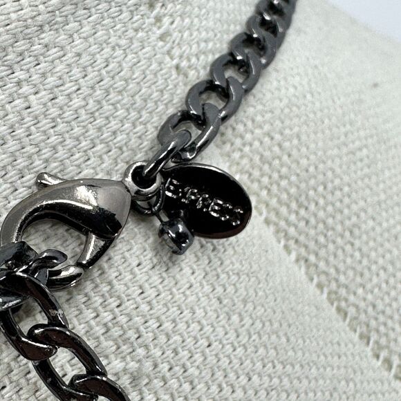 Express Necklace Statement Gray Blue Glitter Geometric Statement - Picture 7 of 12